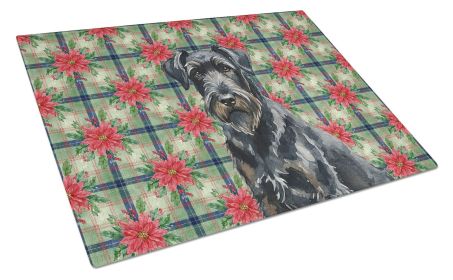 Black Russian Terrier Christmas PoinsettIas Glass Cutting Board Decorative Tempered Glass Kitchen Cutting and Serving Board Large Size Chopping B
