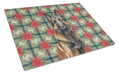 Belgian Tervuren Christmas PoinsettIas Glass Cutting Board Decorative Tempered Glass Kitchen Cutting and Serving Board Large Size Chopping Board