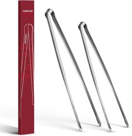 Precision Serrated Non-Slip Tips Cooking Tongs 2 Set (11.5" & 13.5"), 18/8 Stainless Steel Metal Tong, Light but Durable,