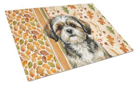 Brindle Shih Tzu Heirloom Fall Glass Cutting Board Decorative Tempered Glass Kitchen Cutting and Serving Board Large Size Chopping Board