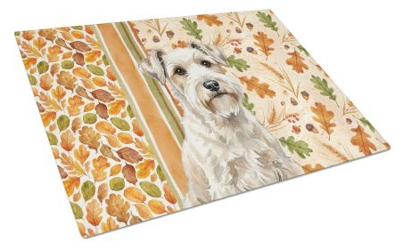 Sealyham Terrier Heirloom Fall Glass Cutting Board Decorative Tempered Glass Kitchen Cutting and Serving Board Large Size Chopping Board